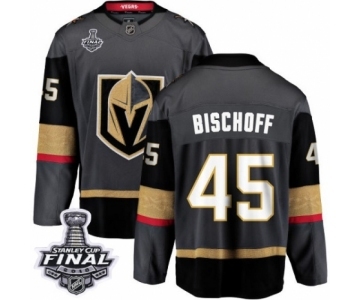 Youth Vegas Golden Knights #45 Jake Bischoff Authentic Black Home Fanatics Branded Breakaway 2018 Stanley Cup Final NHL Jersey