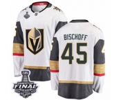 Youth Vegas Golden Knights #45 Jake Bischoff Authentic White Away Fanatics Branded Breakaway 2018 Stanley Cup Final NHL Jersey