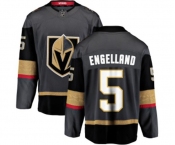 Youth Vegas Golden Knights #5 Deryk Engelland Authentic Black Home Fanatics Branded Breakaway NHL Jersey