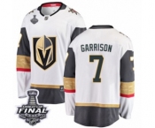 Youth Vegas Golden Knights #7 Jason Garrison Authentic White Away Fanatics Branded Breakaway 2018 Stanley Cup Final NHL Jersey