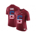 2016 US Flag Fashion Alabama Crimson Tide Blake Sims #6 College Football Diamond Quest Jerseys - Crimson