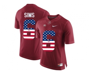 2016 US Flag Fashion Alabama Crimson Tide Blake Sims #6 College Football Diamond Quest Jerseys - Crimson