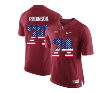 2016 US Flag Fashion Alabama Crimson Tide Cam Robinson #74 College Football Limited Jersey - Crimson