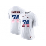 2016 US Flag Fashion Alabama Crimson Tide Cam Robinson #74 College Football Limited Jersey - White