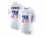 2016 US Flag Fashion Alabama Crimson Tide Cam Robinson #74 College Football Limited Jersey - White