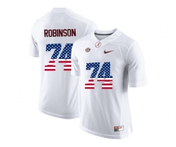 2016 US Flag Fashion Alabama Crimson Tide Cam Robinson #74 College Football Limited Jersey - White