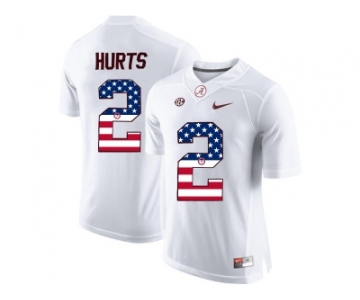 2016 US Flag Fashion Alabama Crimson Tide Jalen Hurts #2 College Football Limited Jerseys - White