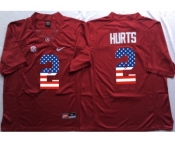 Alabama Crimson Tide #2 Jalen Hurts Red USA Flag College Jersey