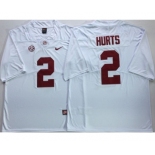 Alabama Crimson Tide #2 Jalen Hurts White Nike College Football Jersey