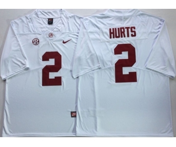 Alabama Crimson Tide #2 Jalen Hurts White Nike College Football Jersey