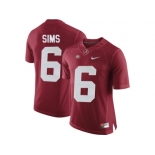 Alabama Crimson Tide Blake Sims #6 College Football Diamond Quest Jerseys - Crimson