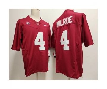 Alabama Crimson Tide Jalen Milroe #4 Red F U S E Stitched Jersey