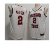 Men Alabama Crimson Tide #2 Grant Nelson White Throwback Stitched Basketball NCAA Jersey