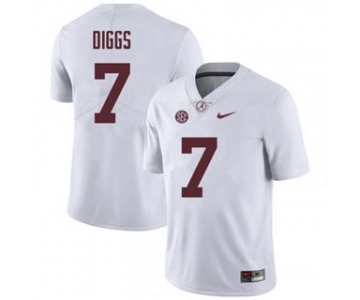 Men's Alabama Crimson Tide #7 Trevon Diggs White 2019 College Football Jersey