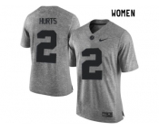 2016 Women Heather Gray Alabama Crimson Tide Jalen Hurts 2 College Football Limited Jerseys - Gridiron Gray