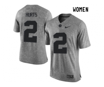 2016 Women Heather Gray Alabama Crimson Tide Jalen Hurts 2 College Football Limited Jerseys - Gridiron Gray