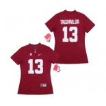 Women Alabama Crimson Tide #13 Tua Tagovailoa Red Women College Football Jersey