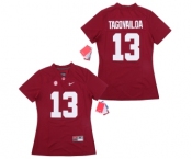 Women Alabama Crimson Tide #13 Tua Tagovailoa Red Women College Football Jersey