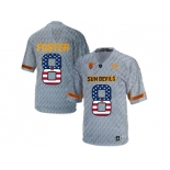 2016 US Flag Fashion Men's Arizona State Sun Devils D.J. Foster #8 Desert Fuel College Football Jersey - Grey