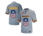 2016 US Flag Fashion Men's Arizona State Sun Devils D.J. Foster #8 Desert Fuel College Football Jersey - Grey