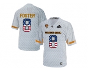 2016 US Flag Fashion Men's Arizona State Sun Devils D.J. Foster #8 Desert Ice College Football Jersey - White