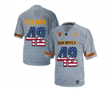 2016 US Flag Fashion Men's Arizona State Sun Devils Pat Tillman #42 Desert Fuel College Football Jersey - Grey