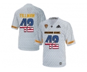 2016 US Flag Fashion Men's Arizona State Sun Devils Pat Tillman #42 Desert Ice College Football Jersey - White