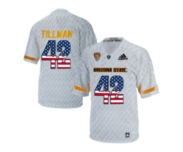 2016 US Flag Fashion Men's Arizona State Sun Devils Pat Tillman #42 Desert Ice College Football Jersey - White