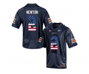 2016 US Flag Fashion Men's Under Armour Cam Newton #2 Auburn Tigers College Football Jersey - Navy Blue