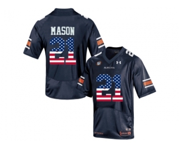 2016 US Flag Fashion Men's Under Armour Tre Mason #21 Auburn Tigers College Football Jersey - Navy Blue