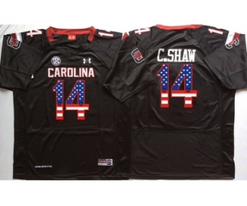 South Carolina Gamecocks #14 C.Shaw Black USA Flag College Jersey