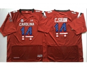 South Carolina Gamecocks #14 C.Shaw Red USA Flag College Jersey