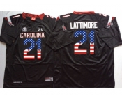 South Carolina Gamecocks #21 Marcus Lattimore Black USA Flag College Jersey