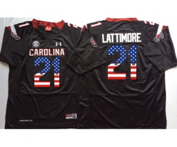 South Carolina Gamecocks #21 Marcus Lattimore Black USA Flag College Jersey