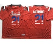 South Carolina Gamecocks #21 Marcus Lattimore Red USA Flag College Jersey