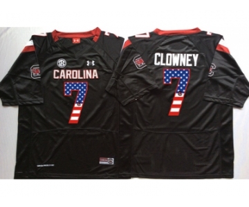 South Carolina Gamecocks #7 Jadeveon Clowney Black USA Flag College Jersey