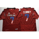 South Carolina Gamecocks #7 Jadeveon Clowney Red USA Flag College Jersey