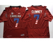 South Carolina Gamecocks #7 Jadeveon Clowney Red USA Flag College Jersey