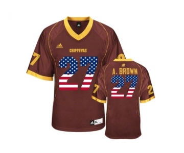 2016 US Flag Fashion Central Michigan Chippewas Antonio Brown #27 College Football Jersey - Maroon