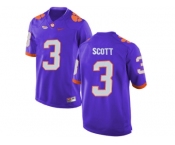 2016 Clemson Tigers Artavis Scott #3 College Football Limited Jersey - Purple