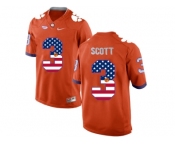 2016 US Flag Fashion Clemson Tigers Artavis Scott #3 College Football Limited Jersey - Orange