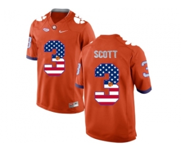 2016 US Flag Fashion Clemson Tigers Artavis Scott #3 College Football Limited Jersey - Orange