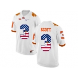 2016 US Flag Fashion Clemson Tigers Artavis Scott #3 College Football Limited Jersey - White