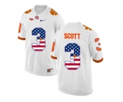 2016 US Flag Fashion Clemson Tigers Artavis Scott #3 College Football Limited Jersey - White