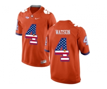 2016 US Flag Fashion Clemson Tigers DeShaun Watson #4 College Football Limited Jersey - Orang