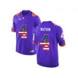 2016 US Flag Fashion Clemson Tigers DeShaun Watson #4 College Football Limited Jersey - Purple