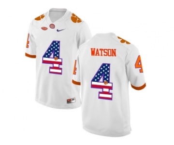 2016 US Flag Fashion Clemson Tigers DeShaun Watson #4 College Football Limited Jersey - White