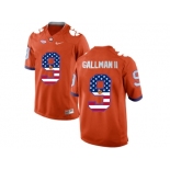 2016 US Flag Fashion Clemson Tigers Wayne Gallman II #9 College Football Limited Jersey - Orange