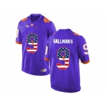 2016 US Flag Fashion Clemson Tigers Wayne Gallman II #9 College Football Limited Jersey - Purple