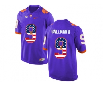 2016 US Flag Fashion Clemson Tigers Wayne Gallman II #9 College Football Limited Jersey - Purple